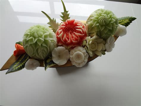 Fruit Carving by Thai-Creations, made with watermelon, honeydew melon, cucumbers and daikon http ...