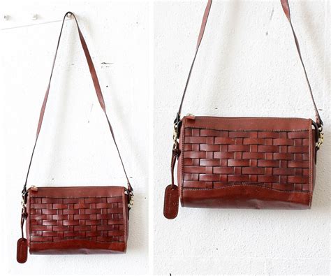 Etienne Aigner Woven Leather Bag Brown Leather Crossbody Bag