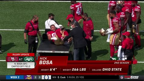 San Francisco 49ers defensive end Nick Bosa carted off the field with ...