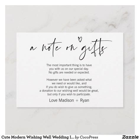 Cute Modern Wishing Well Wedding Invitation Card | Zazzle | Wishing ...