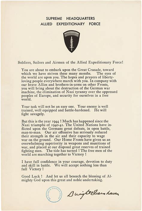 General Eisenhower's Order of the Day | D-Day +75 | D-Day Exhibit ...