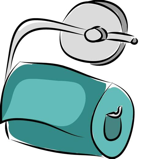 Toilet paper holder with blue paper roll vector illustration on white ...