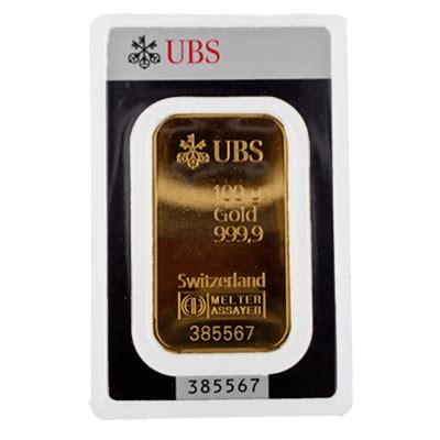 UBS 100 Gram Minted Gold Bar - 100g Gold Bar | UK Bullion