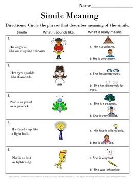 Adapted Similes Activity with Symbol Supported Text by Adapted Learning