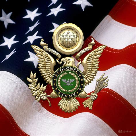 U. S. Army Colonel - C O L Rank Insignia over Gold Great Seal Eagle and Flag Digital Art by ...