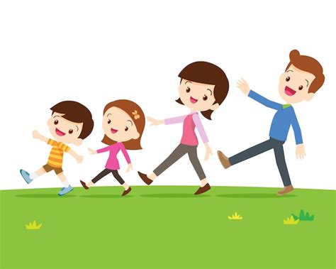 Premium Vector | Cute family walking