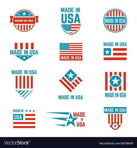 Made in usa flag emblem set Royalty Free Vector Image