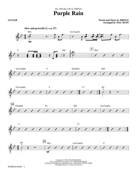 Purple Rain - Guitar by Mac Huff Sheet Music for Choir Instrumental Pak at Sheet Music Direct