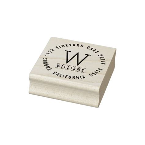 Custom Classic Monogram Return Address Rubber Stamp | Zazzle