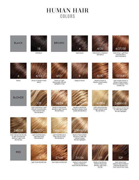 ULTIMATE Jon Renau Human Hair Color Chart - LA Wig Company