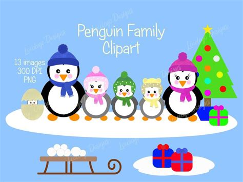 Penguin family clipart Penguin clipart Christmas clipart | Etsy ...