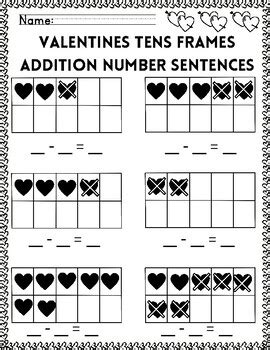 Valentines Day Tens Frames Subtraction Number Sentences for February ...