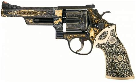 Gold inlaid engraved double action magnum .357 revolver | beautiful ...