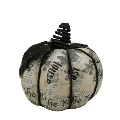 Gallerie II 7 Black and Gray Glittered Newspaper Decoupage Halloween Pumpkin Decor, 1 - Fry’s ...