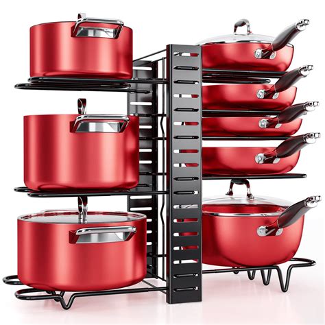 Buy MUDEELA Pots and Pans Organizer Rack for Cabinet, 8-Tier Kitchen Organizers and Storage Pot ...