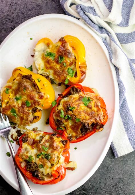 Easy Philly Cheesesteak Stuffed Peppers Bell Peppers Baked Recipe