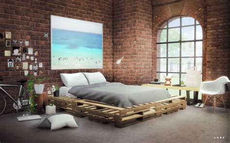 My Sims 4 Blog: Wooden Pallets Bed by Alachie & Brick Sims