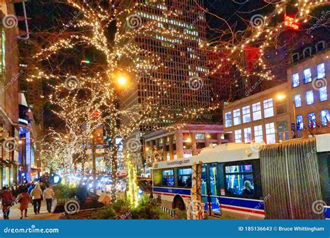 Night Time Christmas Lights, Michigan Avenue, Chicago, Illinois, USA ...