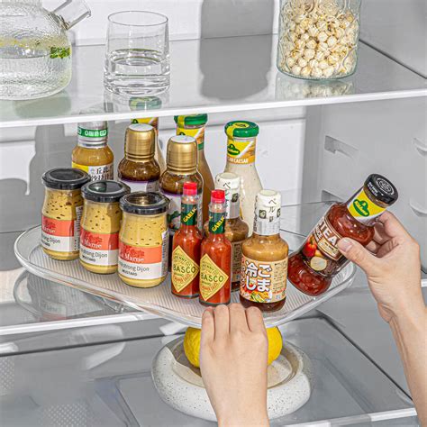 LAMU Lazy Susan Turntable Organizer for Refrigerator, 15.67'' Clear ...