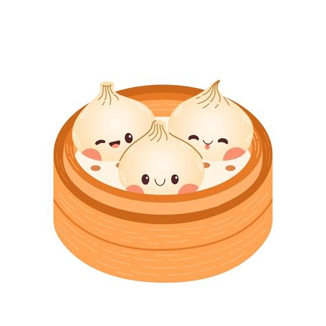 Premium Vector | Cute cartoon dumplings vector drawing. Traditional Japanese dumpling with funny ...