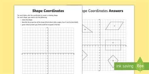 Shape Coordinates in Four Quadrants Activity - Twinkl