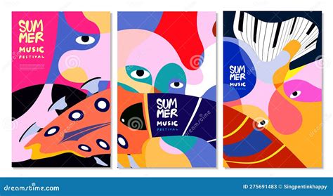 Vector Illustration Colorful Summer Music Festival Banner Stock Illustration - Illustration of ...