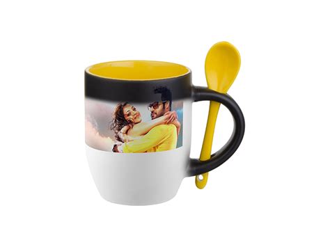 11oz Changing Color Spoon Mug(Yellow) (36/pack)-BestSub - Sublimation Blanks,Sublimation Mugs ...