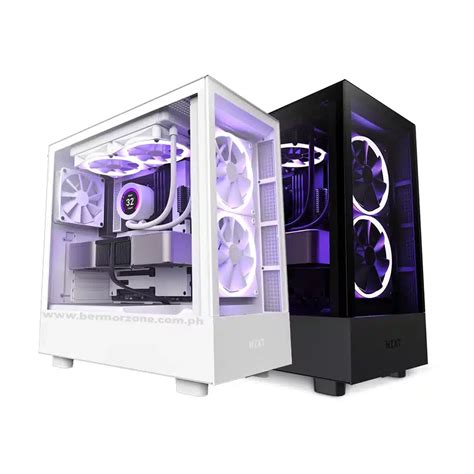 NZXT H5 Elite Matte Black | White Premium Compact Mesh Mid-Tower Case Includes 2x F140 RGB Fans ...