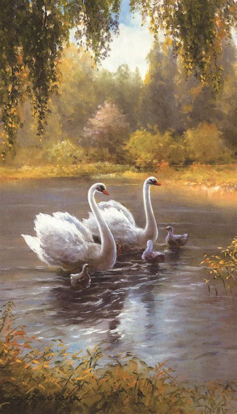 HD Canvas print Wall art swan swimming Birds Animals posters beautiful Landscapes picture for ...