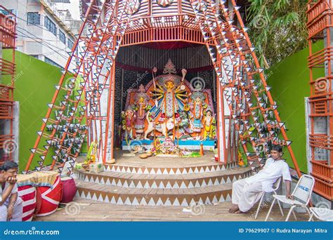 Interior of Decorated Durga Puja Pandal, at Kolkata, West Bengal, India. Editorial Photography ...