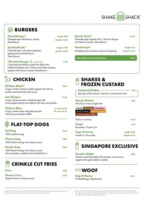 Shake Shack Singapore Menu & Price 2023 - Singapore Restaurant Menu ...