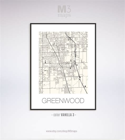 Greenwood Indiana Greenwood IN Map Greenwood Map Greenwood - Etsy