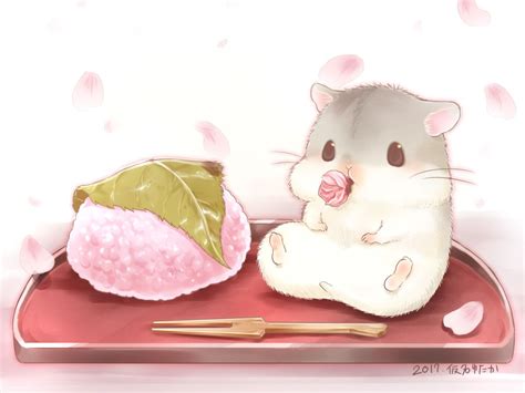 animal cherry_blossoms food nobody original petals yutaka_kana Art Kawaii, Kawaii Chibi, Anime ...