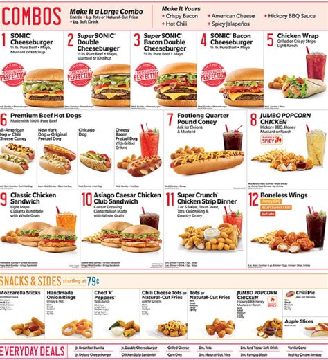 Sonic Menu Printable