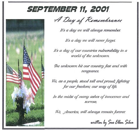 September 11, 2001: A Day of Remembrance - A Poem By Sue Ellen Silva ...