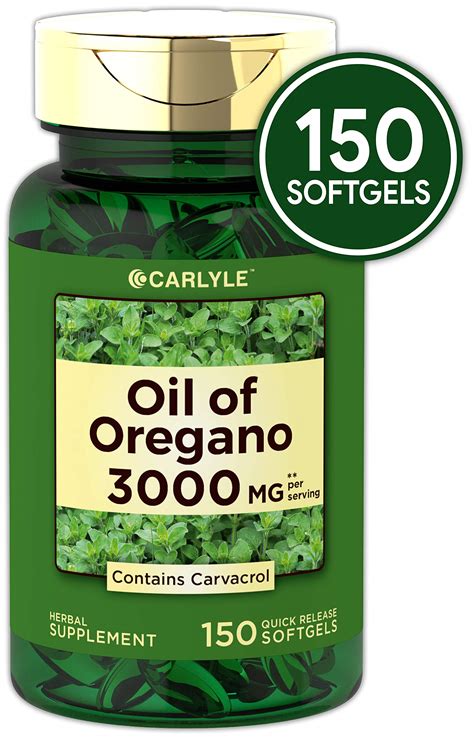 Oregano Oil 3000 mg 150 Softgel Capsules | Contains Carvacrol | Non-GMO ...