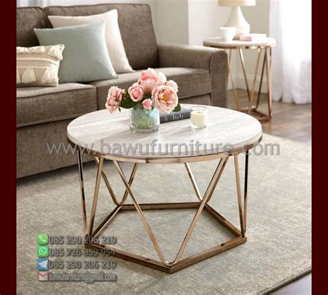 Jual Meja Kopi Stainless Bundar Model Minimalis Modern | Bawu Furniture