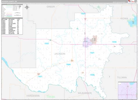 Jackson County, OK Wall Map Premium Style by MarketMAPS - MapSales