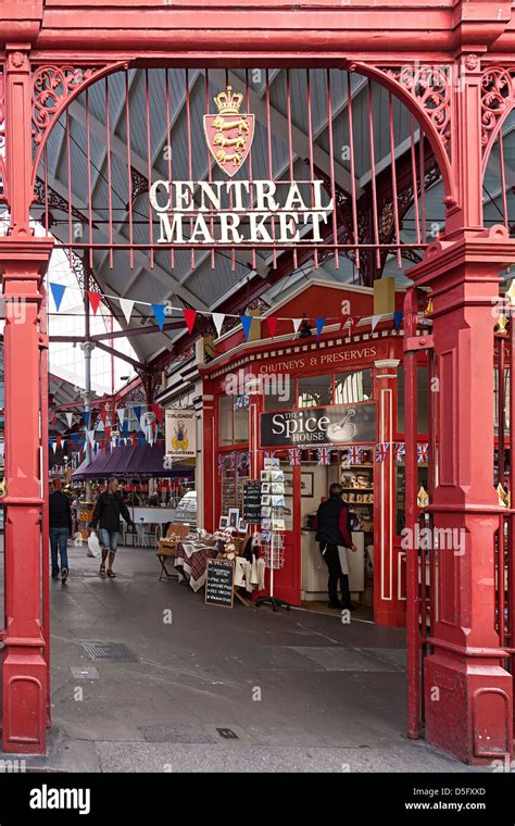 Entrance to Central Market, St Helier, Jersey, Channel Islands, UK Stock Photo - Alamy