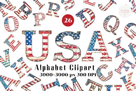 USA Alphabet Clipart a-Z Graphic by kennocha748 · Creative Fabrica