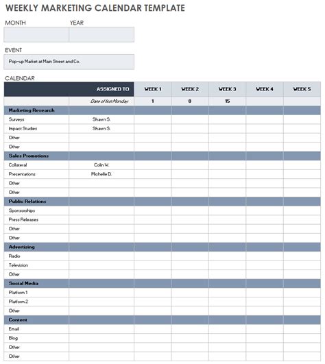 Marketing Schedule Template Google Sheets