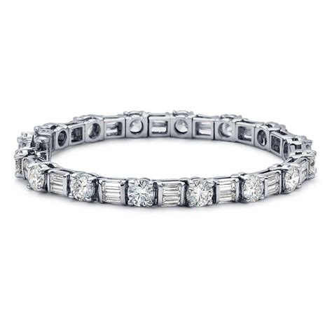 6.50 ct Ladies Baguette and Round Cut Diamond Tennis Bracelet In Channel and Prong Setting