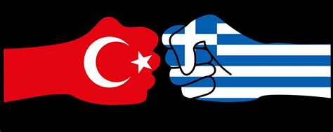 fist with flags of greece and turkey.greece turkey conflict ...