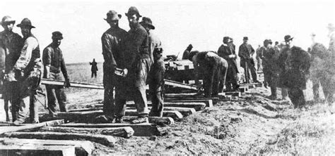 Railroad Workers 1800S | Workers laying track acrossthe Great Plains for the Union Pacific ...