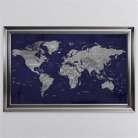 Navy And Grey Vintage World Map Framed Wall Art - FRAMED ART from Fab Home Interiors UK