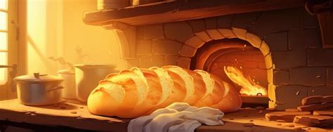 Premium AI Image | Yellow kitchen's oven bread coming out hot warm light Bread production Bakery ...