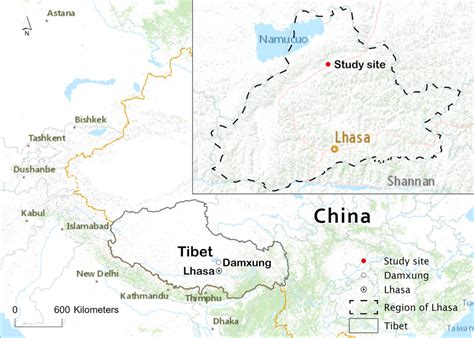 Study site on the Qinghai-Tibet Plateau, in Tibet autonomous region ...