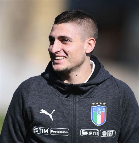 Marco Verratti of Italy looks on during a training session at Centro ...