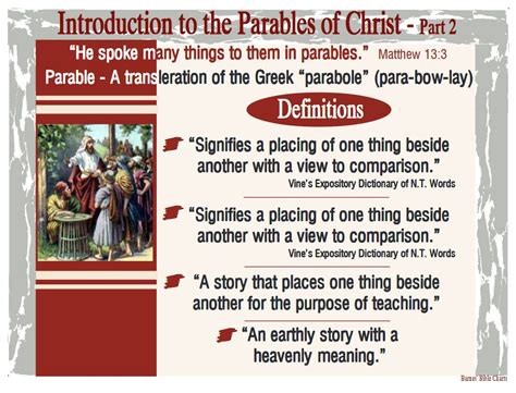 Parables Of Jesus Christ Chart