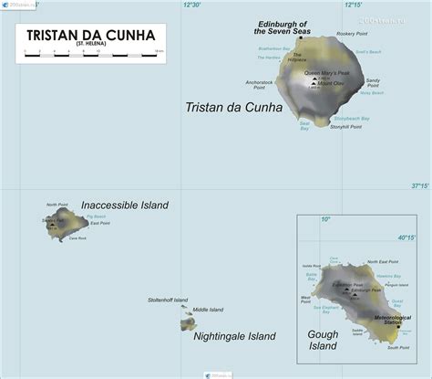 Карта Тристана-да-Куньи | Map of Tristan da Cunha